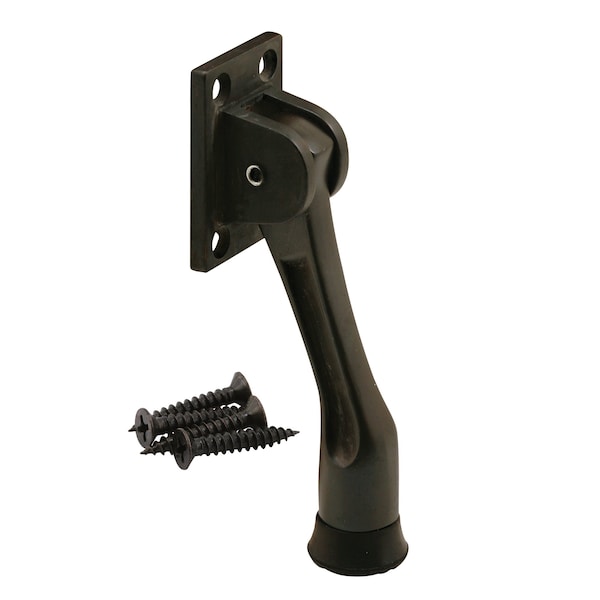 Prime-Line Door Holder, 4 in. Reach, Heavy Duty Diecast, Bronze Plated, Black Rubber Foot (Single Pack) 658-1007 - main